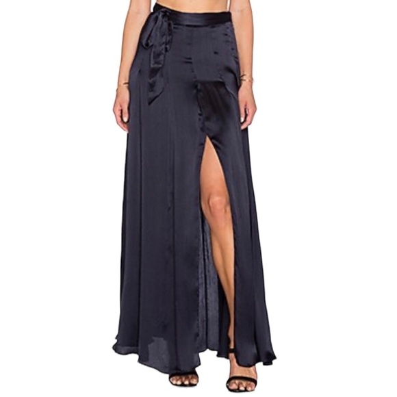 L'AGENCE Dresses & Skirts - L'Agence Ocean 100% Silk Maxi Skirt High Slit Midnight Blue Small